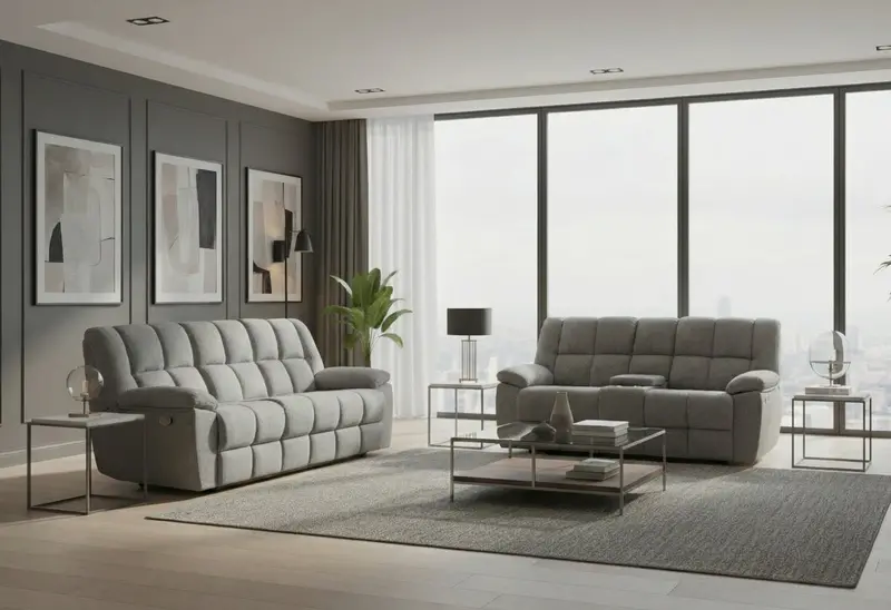 U6000 Smoke Gray Reclining Sofa and Console Loveseat Bundle