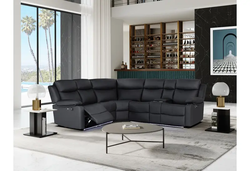 U6026 Black PU 72A Right-Facing Modular Sectional