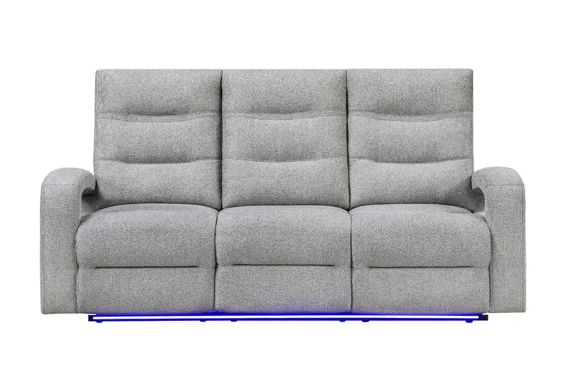U6611 Grey 15-Outlet Power Reclining Sofa with Ambient LED Lighting