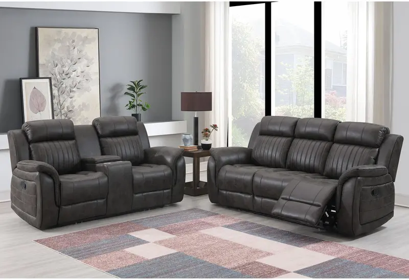 U8517 Grey Power-Reclining Sofa and Console Loveseat Combo