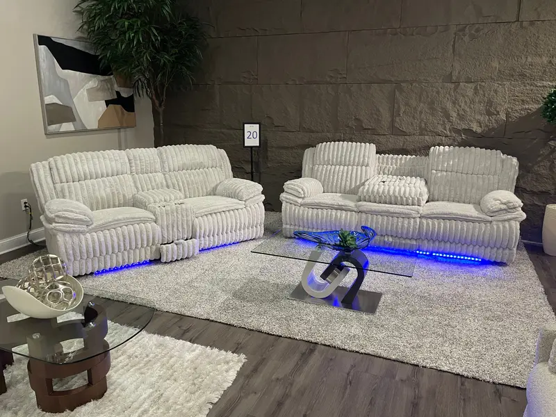 U8686 Black Power Reclining Sofa and Loveseat Set with Integrated LED Lighting