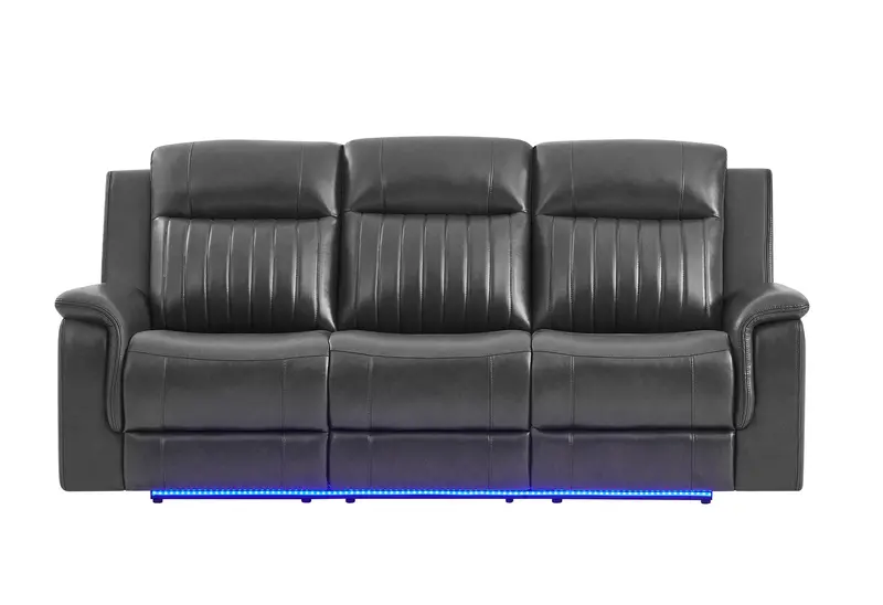 U8879 Blanche Charcoal Power Reclining Sofa with LED Lighting and Global Surround System