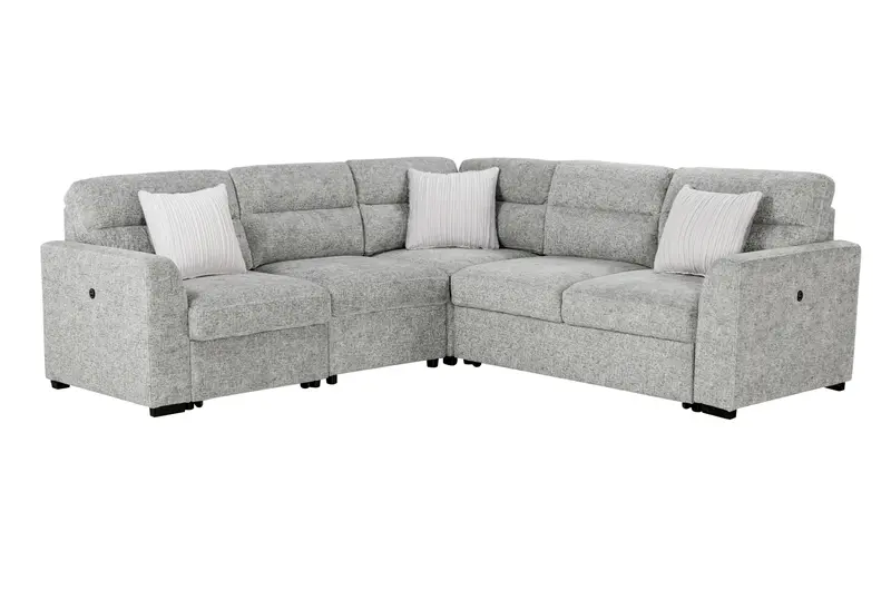 U9401 Nickel-Finish Convertible Sofa Bed Sectional with Decorative Pillows