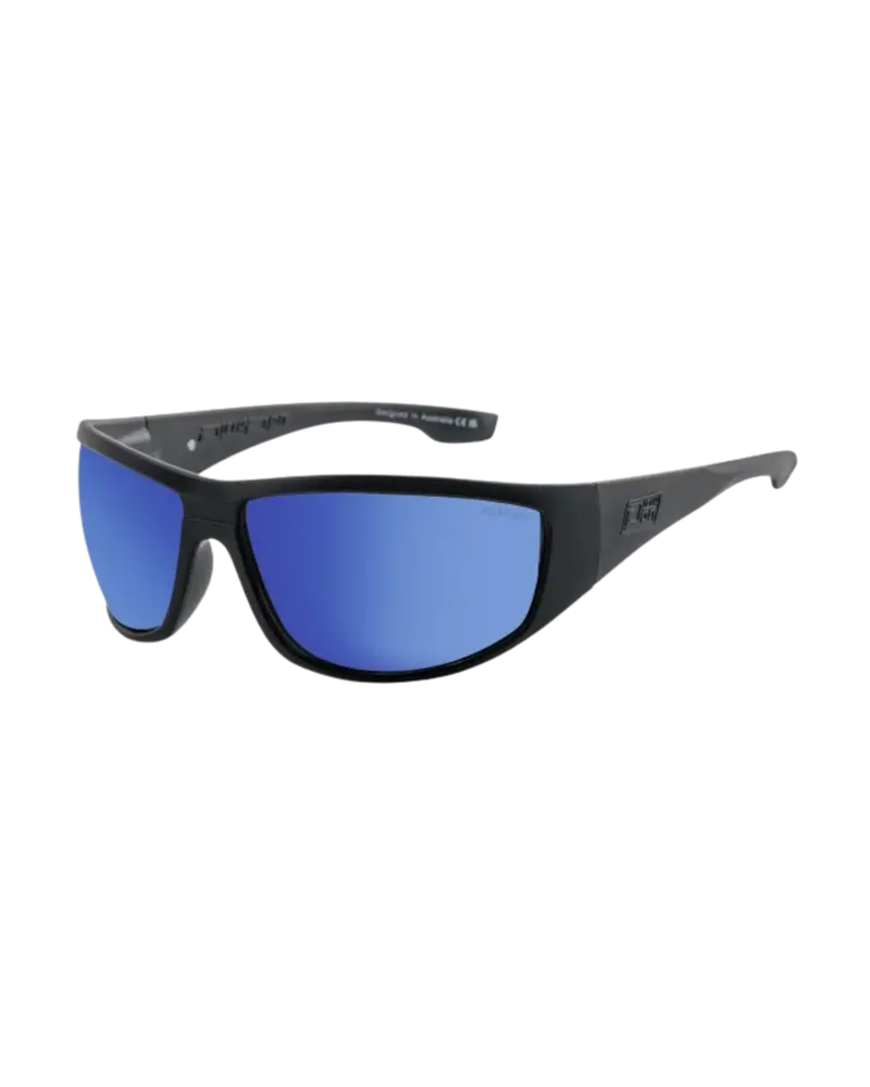 Vampire Polarized Sunglasses – Black Frame with Blue Lenses