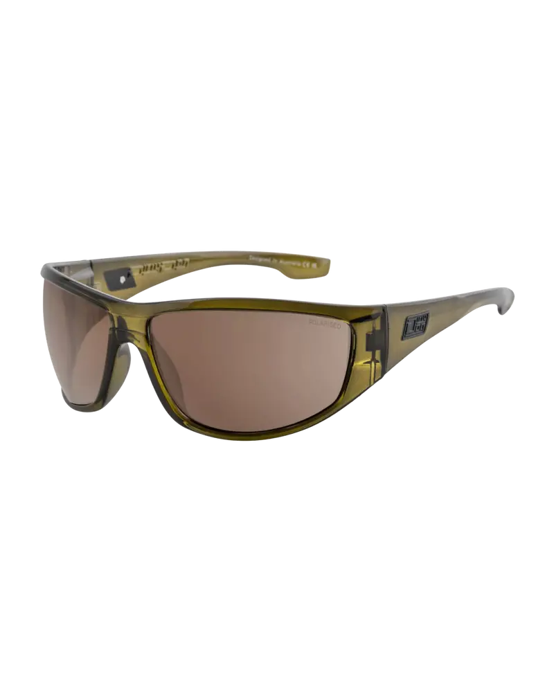 Vampire Polarized Sunglasses – Brown Frame with Crystal Olive Green Lenses