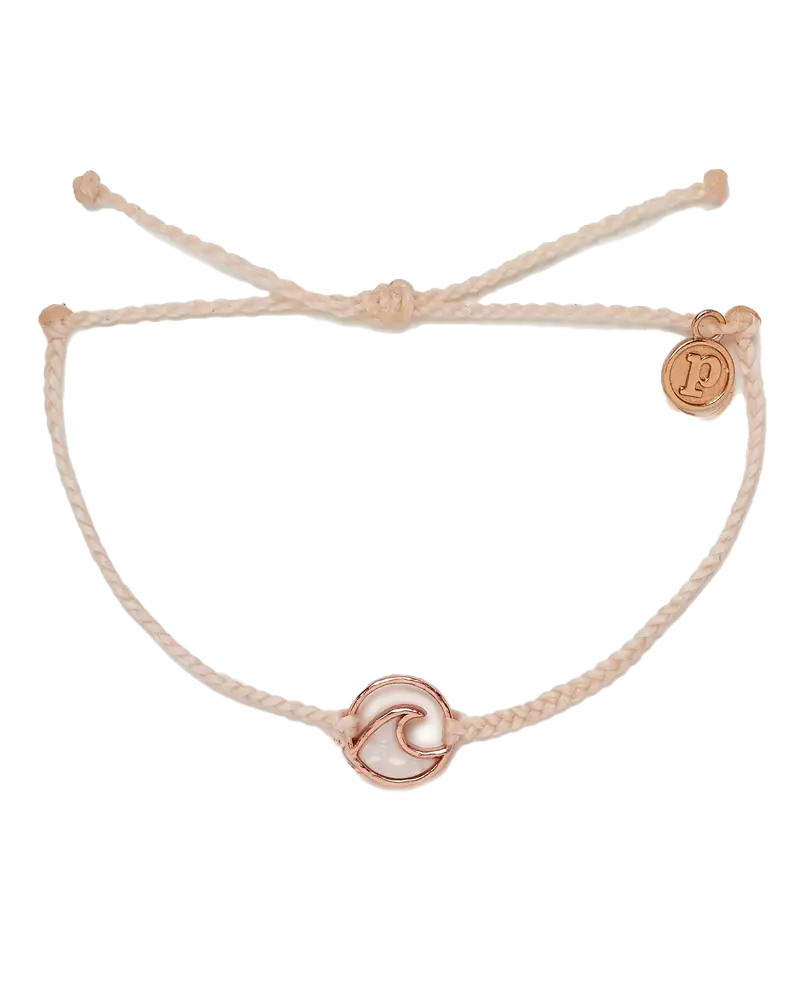 Vanilla-Tinted Opaque Resin Wave Bracelet in Rose Gold
