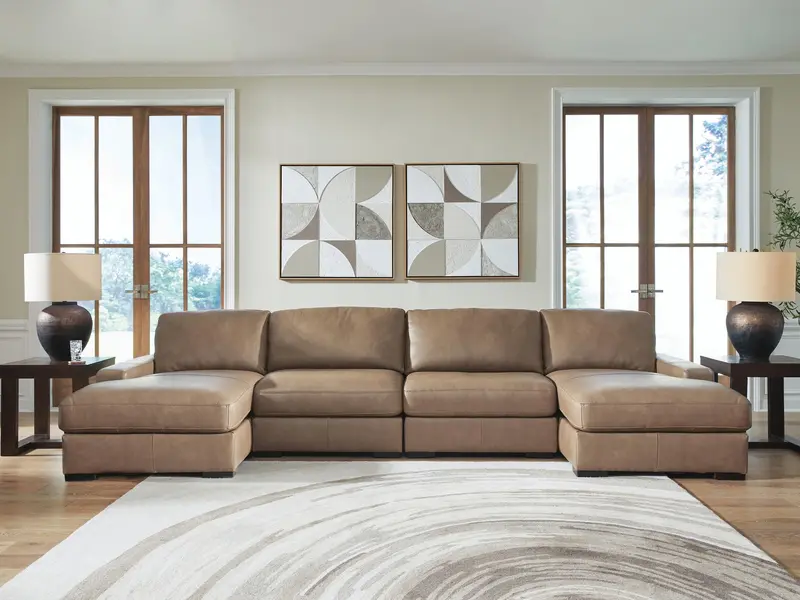 Veronella Double-Chaise Sectional – Curved Contemporary Style
