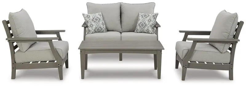 Visola Outdoor Loveseat Conversation Set with Side Tables