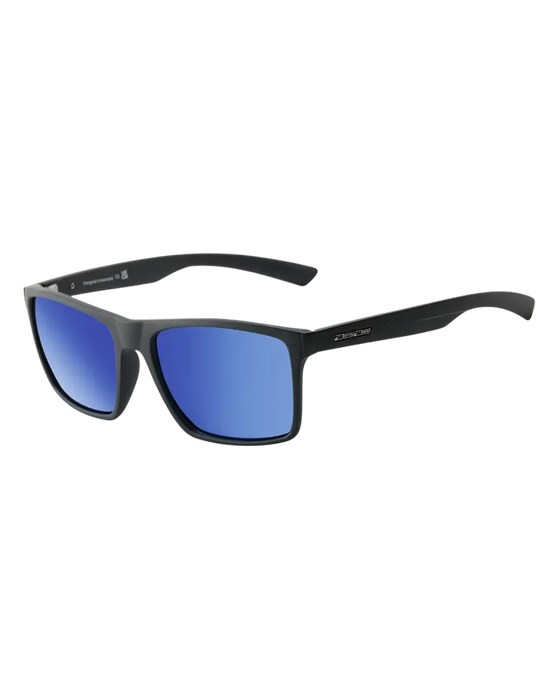 Volcano Polarized Sunglasses – Satin Black Frame, Grey-Blue Mirror Lens