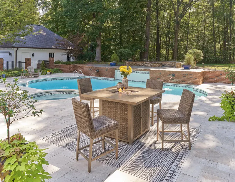 Walton Bridge Modern Outdoor Bar Set with Stools