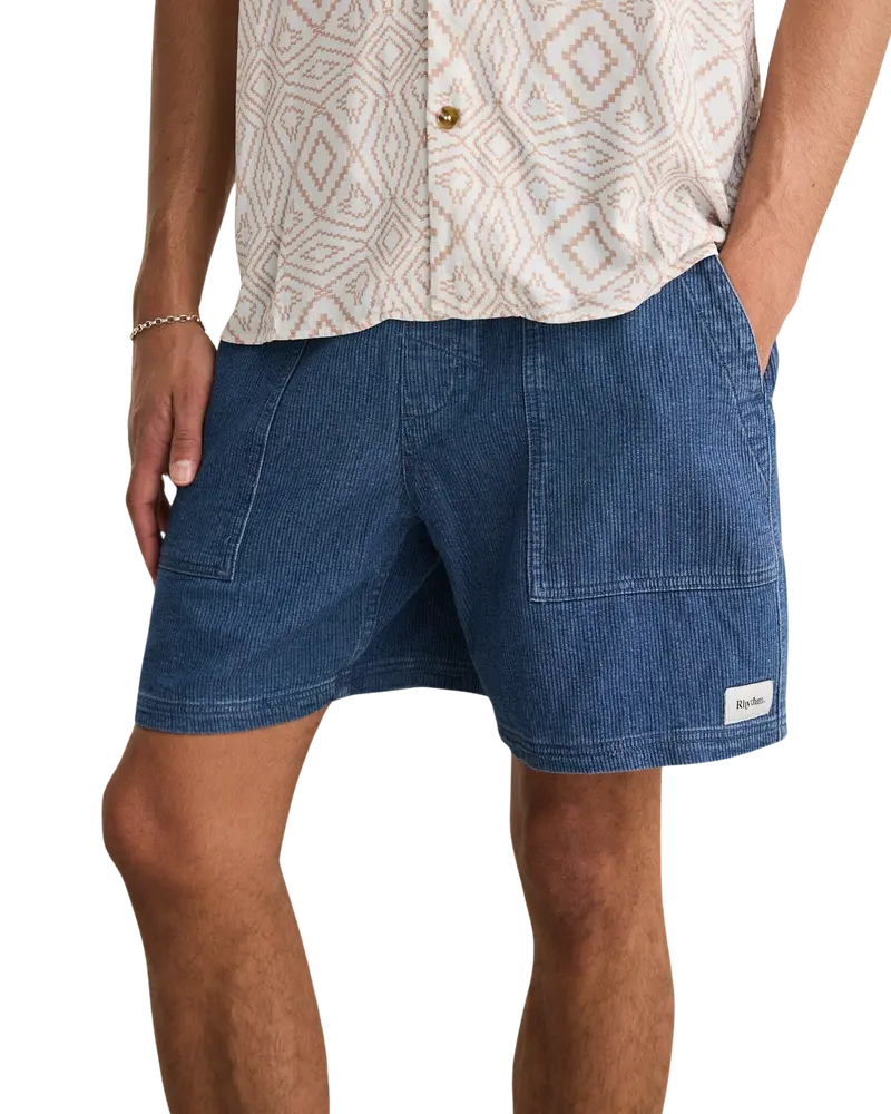 Washed Indigo Textured Wale Corduroy Walkshorts