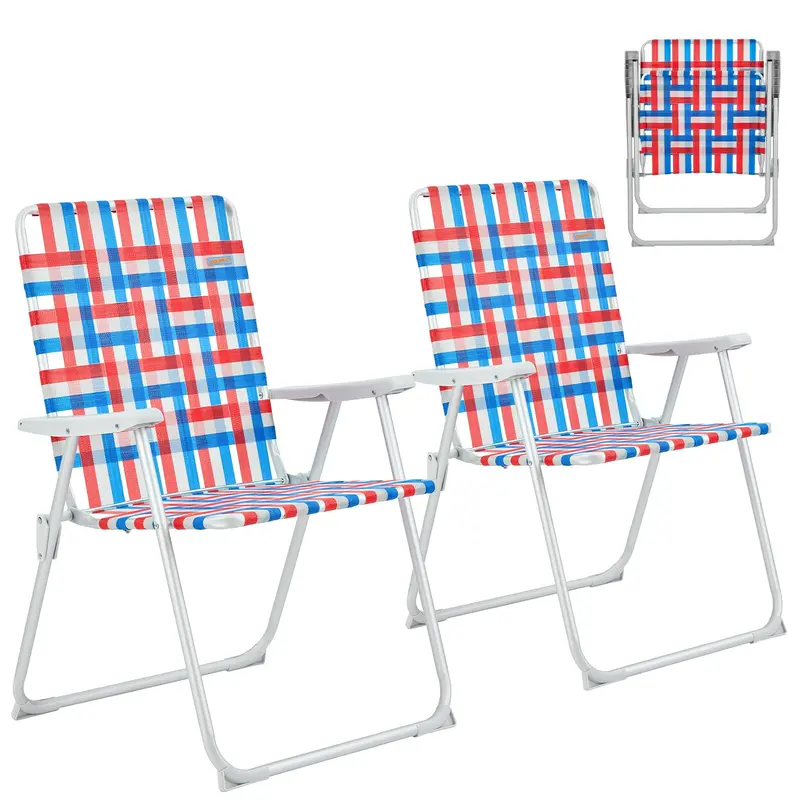 WEJOY 2-Pack Foldable Webbed Lawn and Beach Chair for Outdoor Relaxation