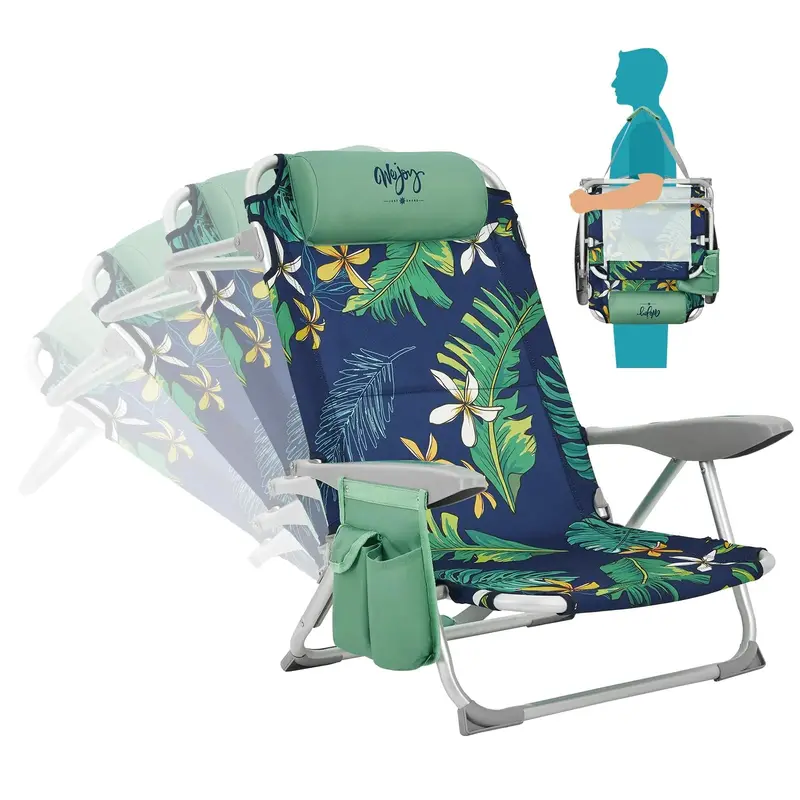WEJOY 2024 Updated 4-Position Reclining Beach Chair – Portable & Color-Fresh