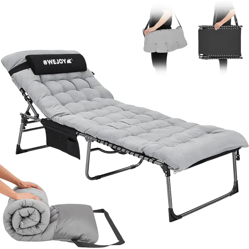 WEJOY All-Season Foldable Chaise Lounge Set with Complementary Mat