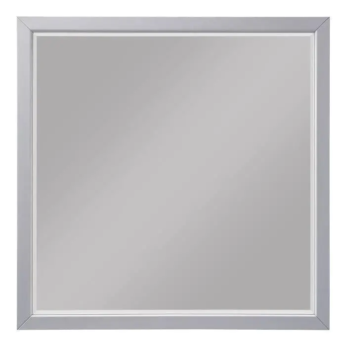 Wellsummer Gray Framed Mirror – Modern Wall Decor