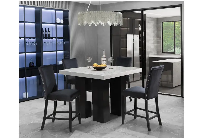White Bar Table & Black Bar Stool Bundle – D04 Set