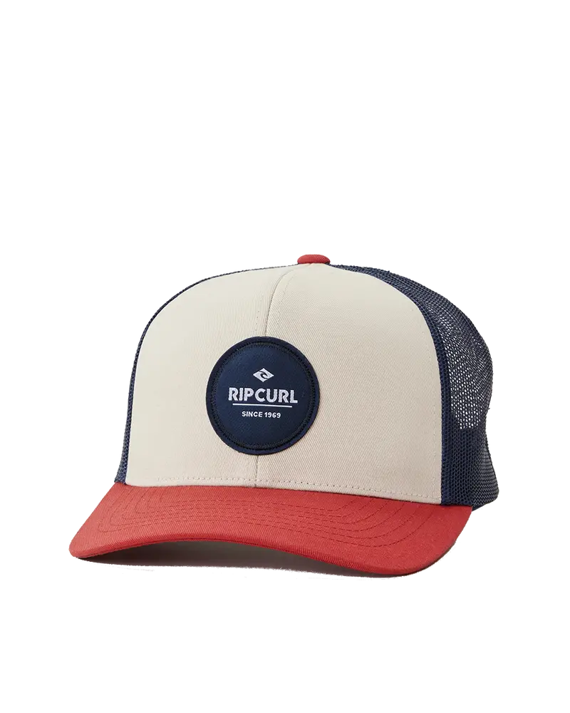 White, Navy & Red Routine Curve Trucker Cap