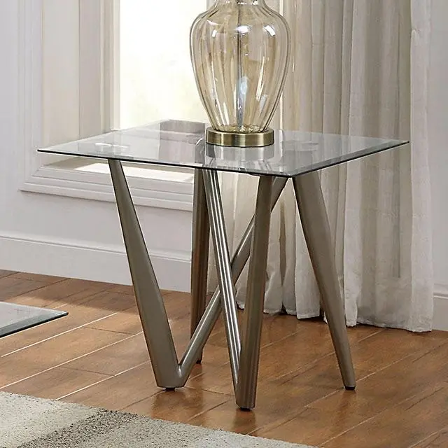 Wohlen Contemporary End Table – Round Top, Matte Black Finish, Slim Pedestal Base