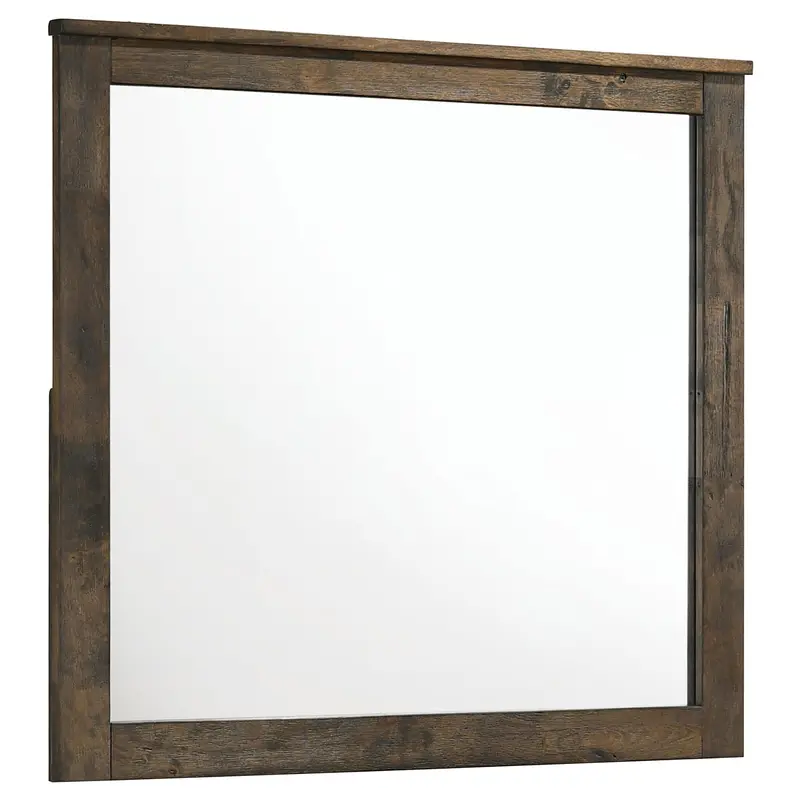 Woodmont Rectangle Dresser Mirror in Rustic Golden Brown with Framed Bevel