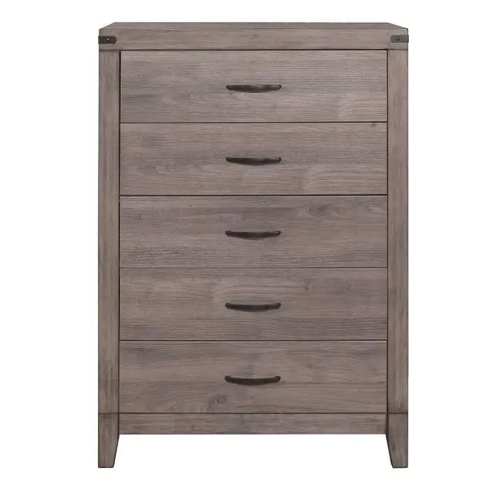 Woodrow Gray 5-Drawer Chest – Tall Vertical Storage Solution