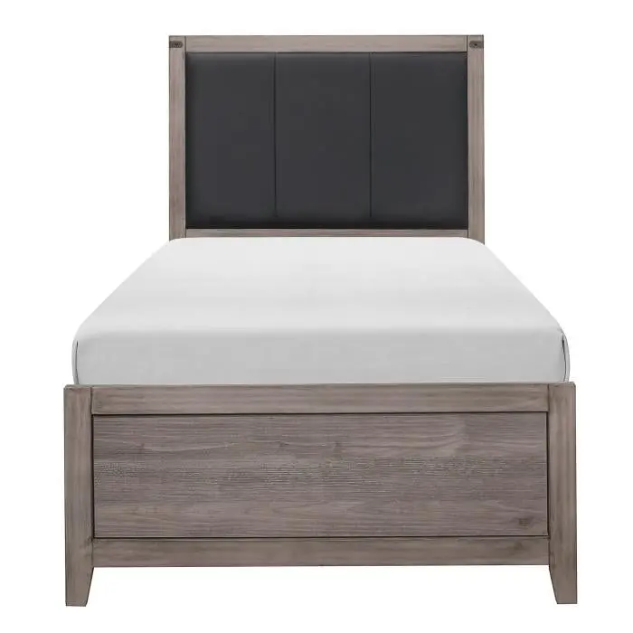 Woodrow Gray Twin Panel Bed with Classic Headboard