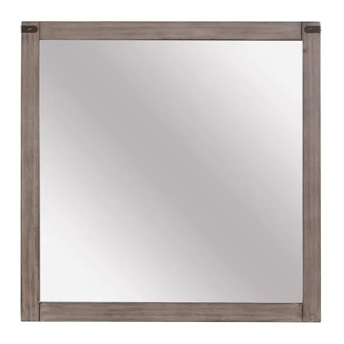Woodrow Rectangular Wall Mirror in Soft Gray Finish