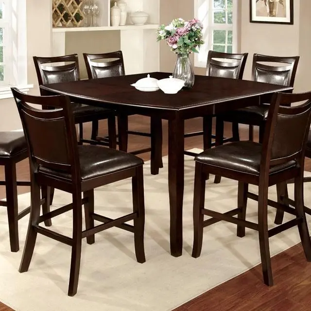 WOODSIDE II Expandable Counter-Height Table – Dark Cherry and Espresso Finish with 18-Inch Leaf Extension