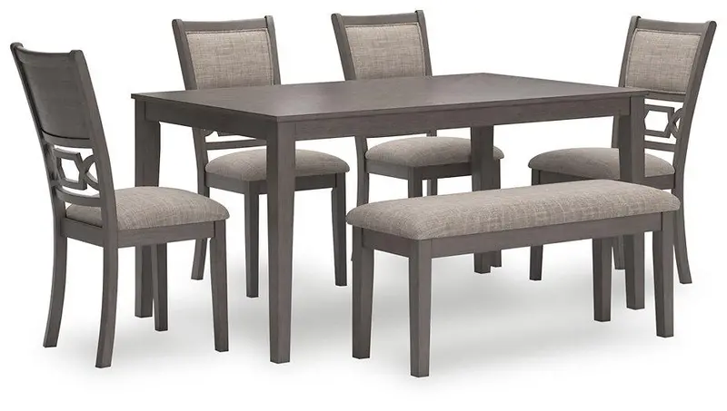 Wrenning Dining Set with Table, 4 Chairs, and Upholstered Bench (6-Piece)