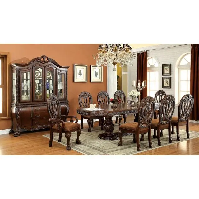 WYNDMERE Cherry-Finished Solid Wood Dining Table – Extendable Rectangular Design