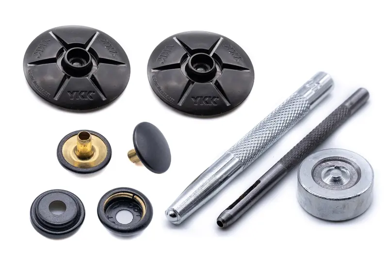 YKK Snad Self-Adhesive Snap Kit – 40mm Black Domed Stud for Heavy-Duty Applications