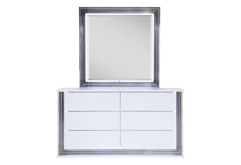 Ylime Smooth White Lighted Mirror with Adjustable Brightness