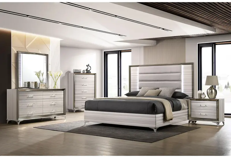 Zambrano White King Bedroom Suite with Vanity