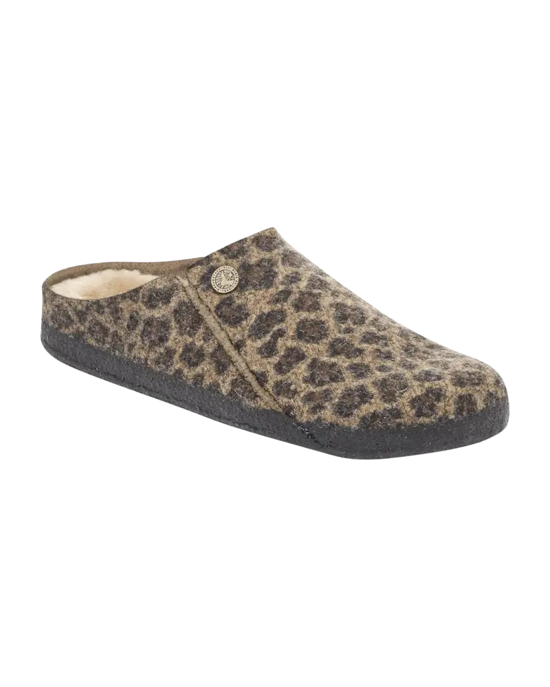 Zermatt Leopard Toffee Melange Felt Slippers